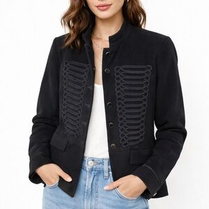 ZARA Women’s Black Napolean Velvet Embroidered Blazer Jacket Large